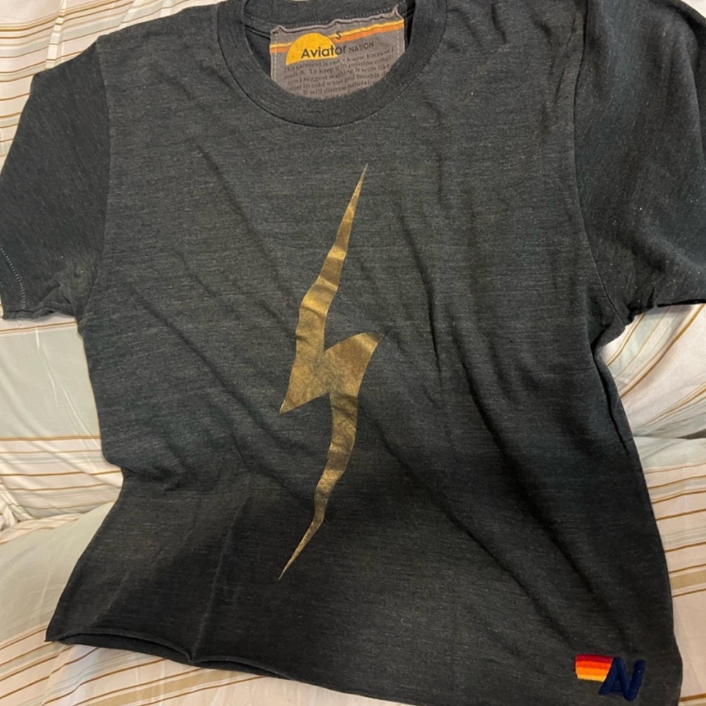 Aviator Nation Charcoal Lightning Bolt Tee